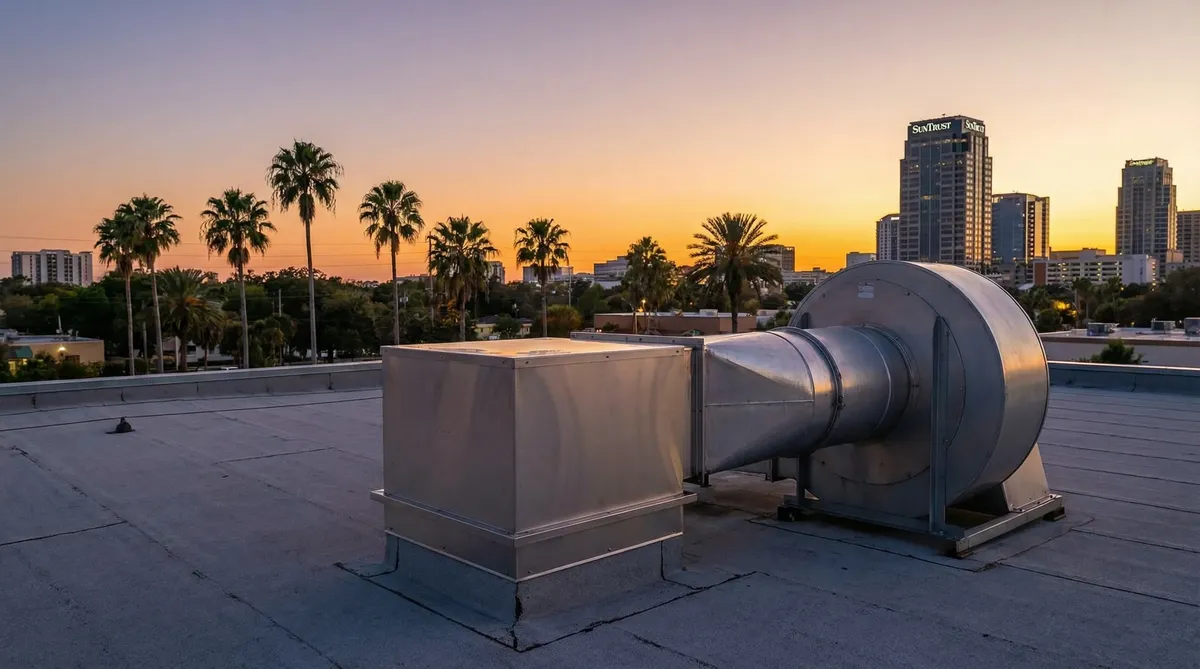 Rooftop grease containment system on an Greensboro restaurant roof